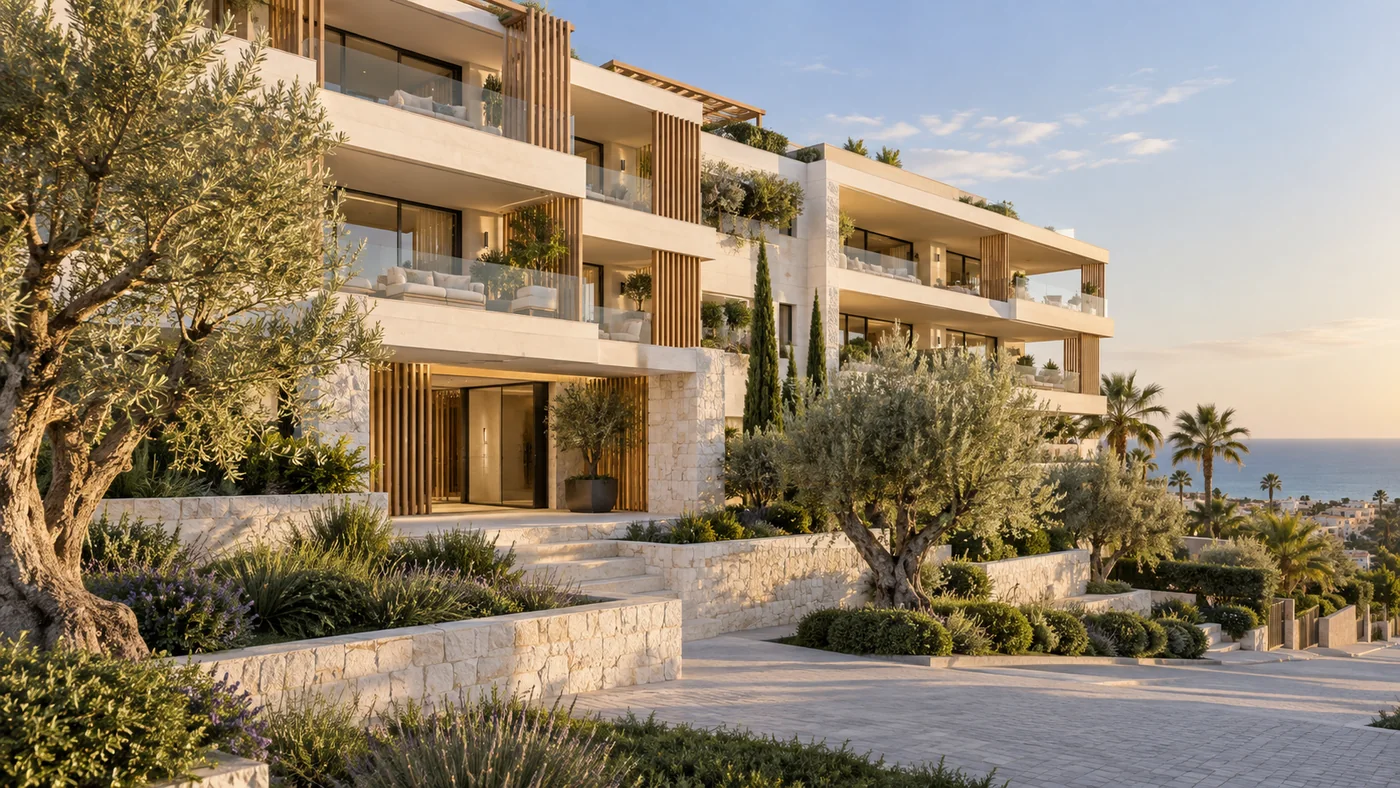 Promoción residencial contemporánea de M5 Promotora